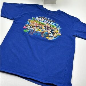 Disney Blue Short Sleeve Tee with Colorful Graphic Design